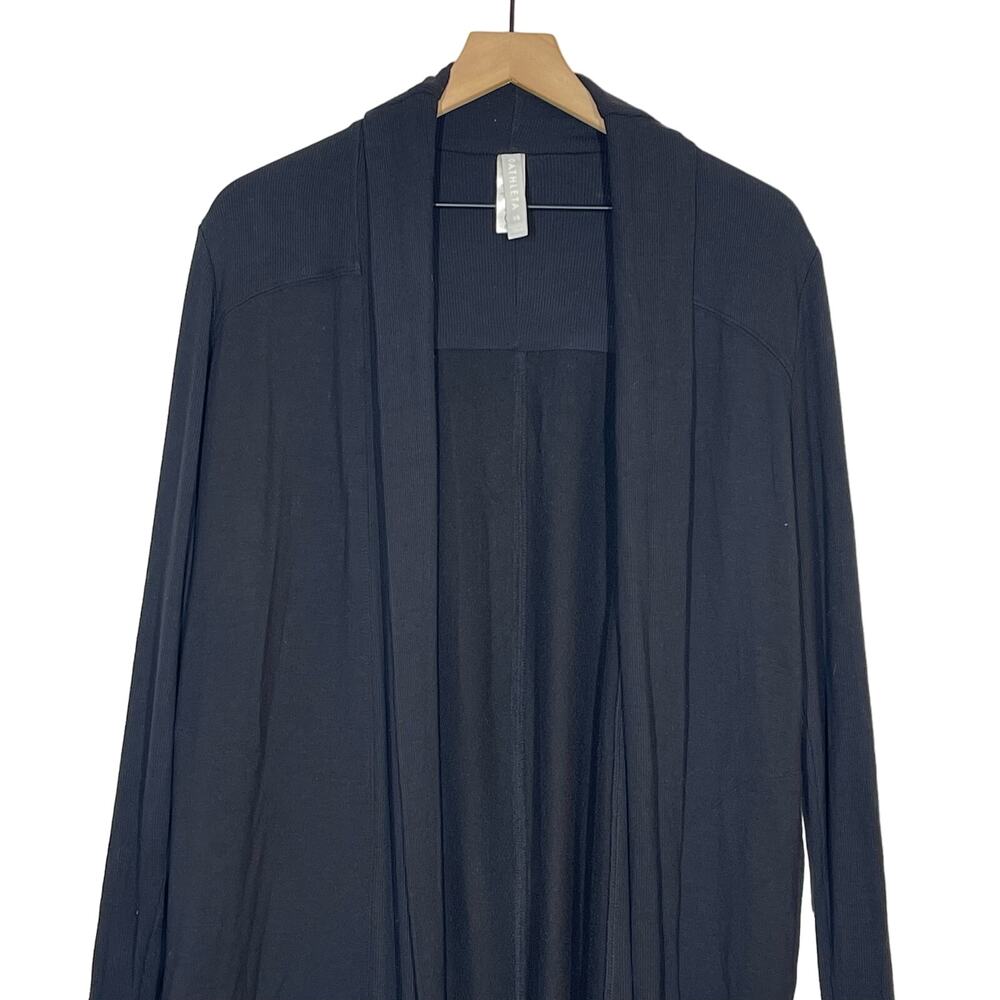 Athleta Cardigan Women's XS Black Open Front Long Sleeve Ribbed Cardigan Sweater - Picture 3 of 9